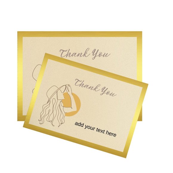 Boho Aesthetic Minimalist Abstract Woman in Hat  Thank You Cards - Picture 2 of 10